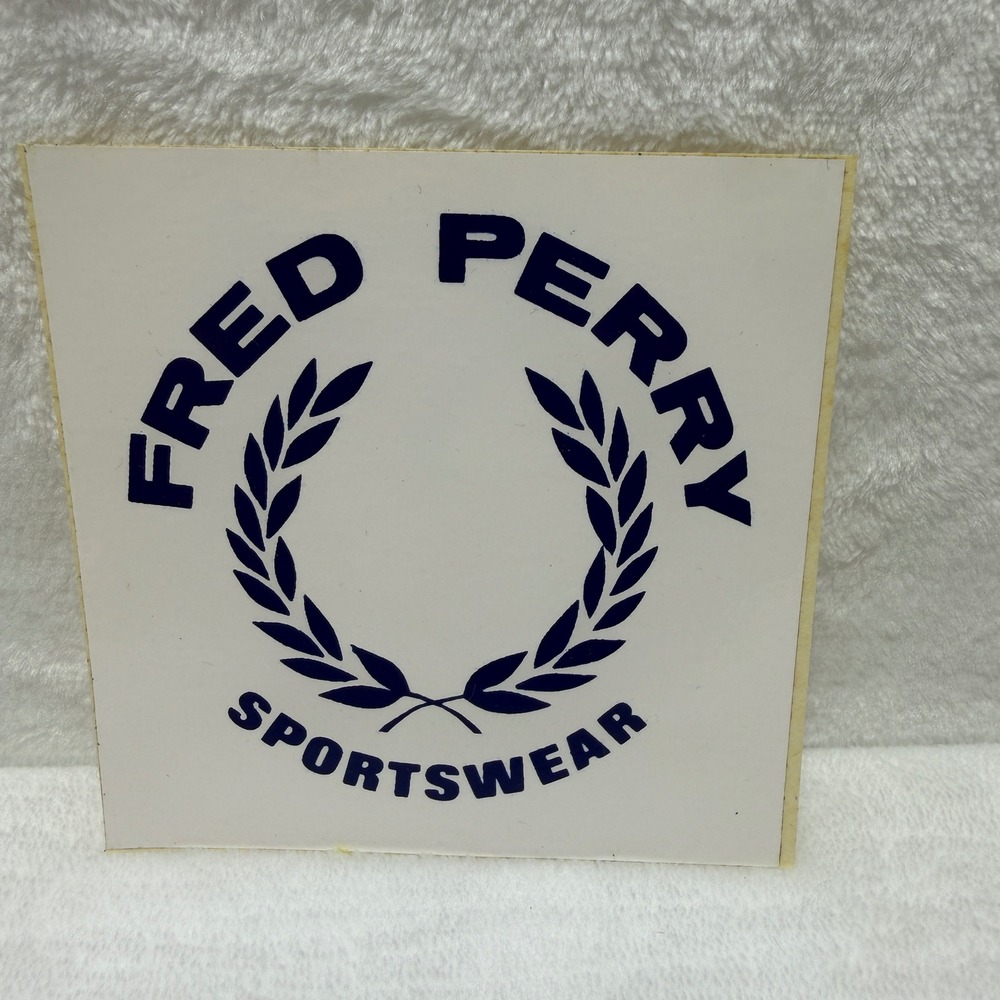Fred Perry Sportswear Laurel Wreath Logo Sticker Navy Blue White 4x4 Decal